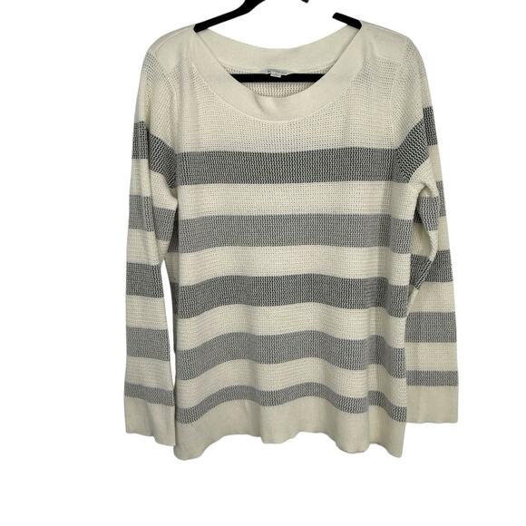 Market & Spruce Summer Sweater Women size XXL White Blue Striped Pullover - Picture 1 of 9